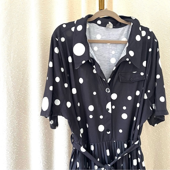 ASOS Black/White Polka Dot Dress, Size: 22 - Picture 4 of 8